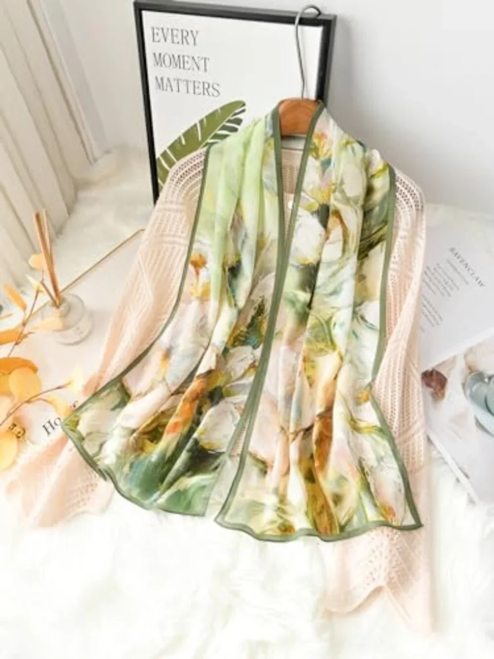 100% Mulberry Silk Long Rectangular Fashion Scarf 55x14 inches Gift